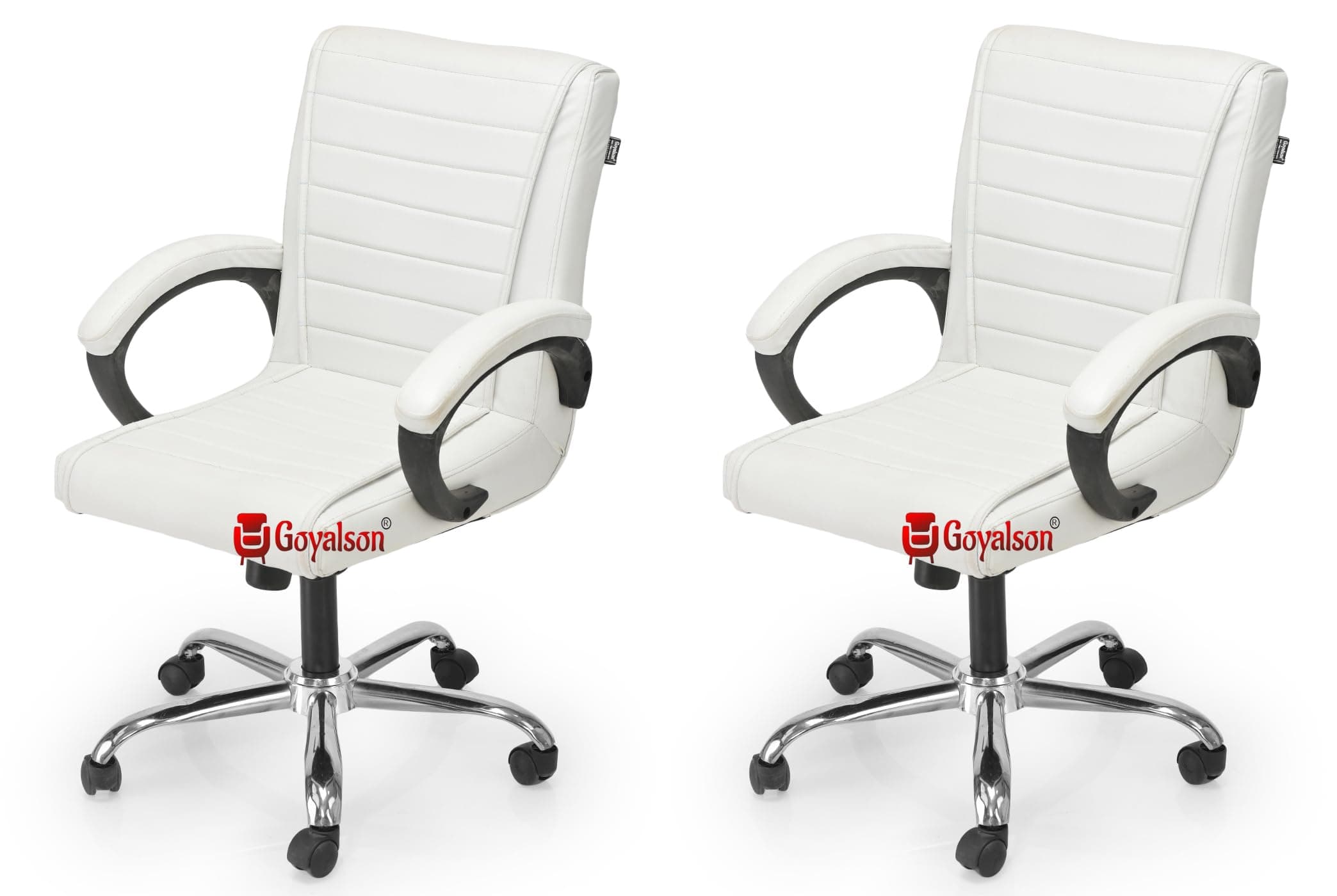 GOYALSON Ergonomic Revolving Office Home Swivel Desk Chair with Adjustable Height Smooth Moving (2, White, Standard)