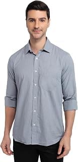 Colorplus Men's Regular Fit Solid Casual Shirt - Pure Cotton Full Sleeve Smart Casual Wear | Medium Grey