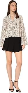 ONLY Women's All Over Polka Dot Printed Tie-Ups Casual Shirt