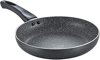 Prestige Non-Stick Omega Deluxe Granite Fry Pan (Omelette Pan)| 20 Centimetre | Black | Induction Base | 5 Layer Non-Stick Cookware | PFOA Free | Easy Grip Handle