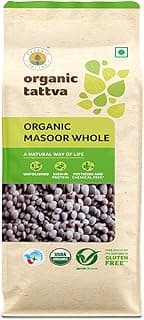 ORGANIC TATTVA Masoor Dal 500gms | Organic Black Masoor Dal Whole/Sabut | Unpolished Rich in Protein & Fiber | Gluten Free | Healthy Pulses for Everyday Cooking
