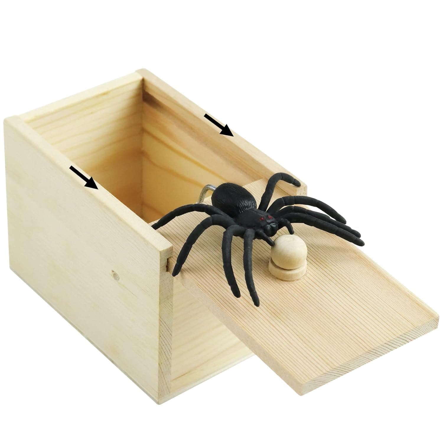 Craft Carve Wooden Spider Surprise Box – Funny Jump Scare Prank Toy with Pop-Up Black Spider | Best Gag Gift for Halloween, Birthday, April Fools & Office Pranks | Fun for Kids & Adults