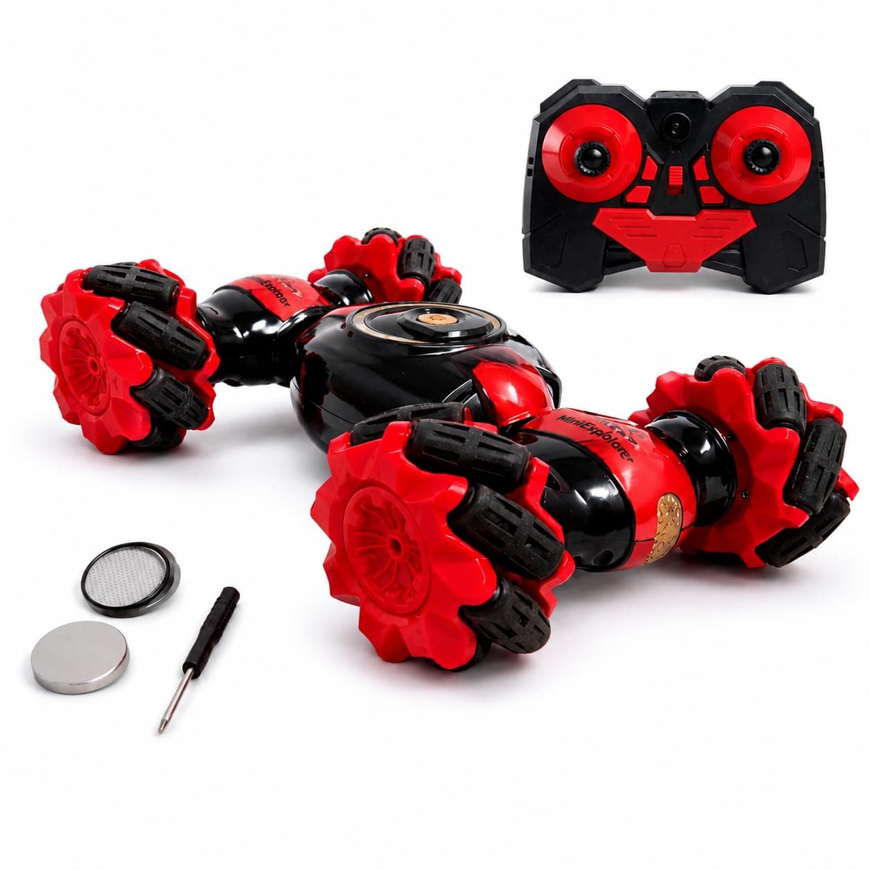 MiniExplorer Hand Gesture Sensor RC Stunt Car 4x4WD | Double Sided Rotating Deformation Offroad Remote Control Car with Spray Smoke & LED Lights | 2.4GHz Control Monster Truck Toy for Boys 7–14 Years