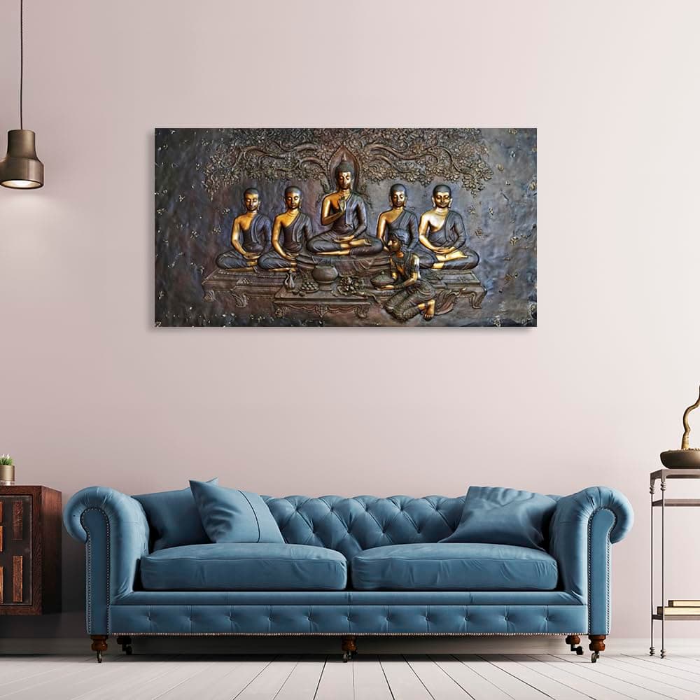 Wakefit Wall Painting, Ethereal Echo Canvas Wall Art, Wooden Framed Buddha Painting, Painting for Wall decoration, Wall Painting for Living Room, Modern Home Decor, Set of 1, (48 x 24 inch)