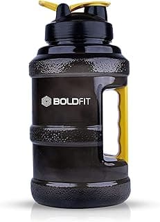 Boldfit Plastic Gym Gallon Water Bottle 2.5 Liter, Extra Large Leak Proof Fitness Sports Gallon Jug (Black Yellow)
