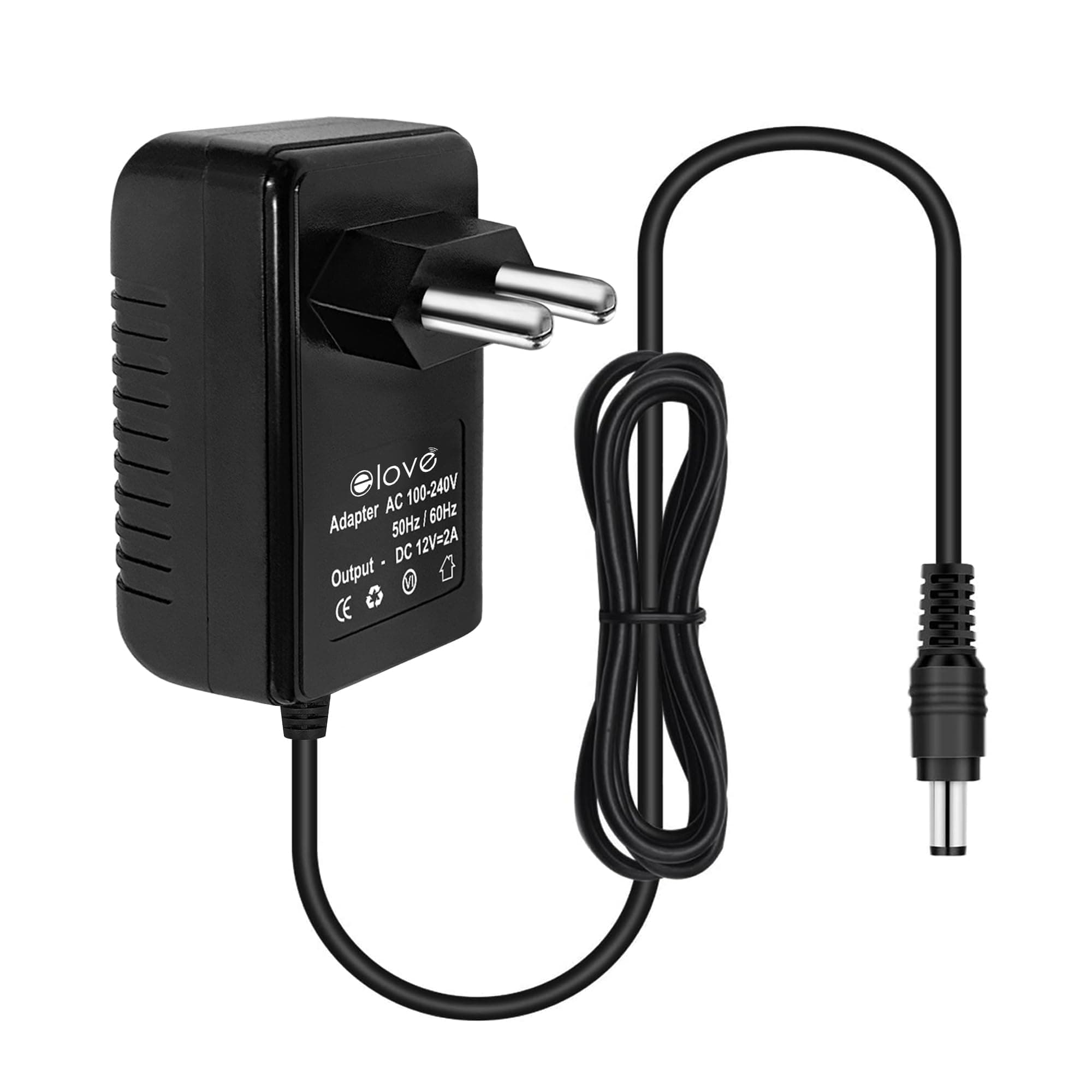 ELOVE 12V 2AMP DC Power Adapter, SMPS for LCD Monitor, TV, CCTV Camera, Setup Box, Broadband, Routers, 2 amp Power Adapter, AC Input 100-240V Dc Output 12 Volt - 5.5mm Jack