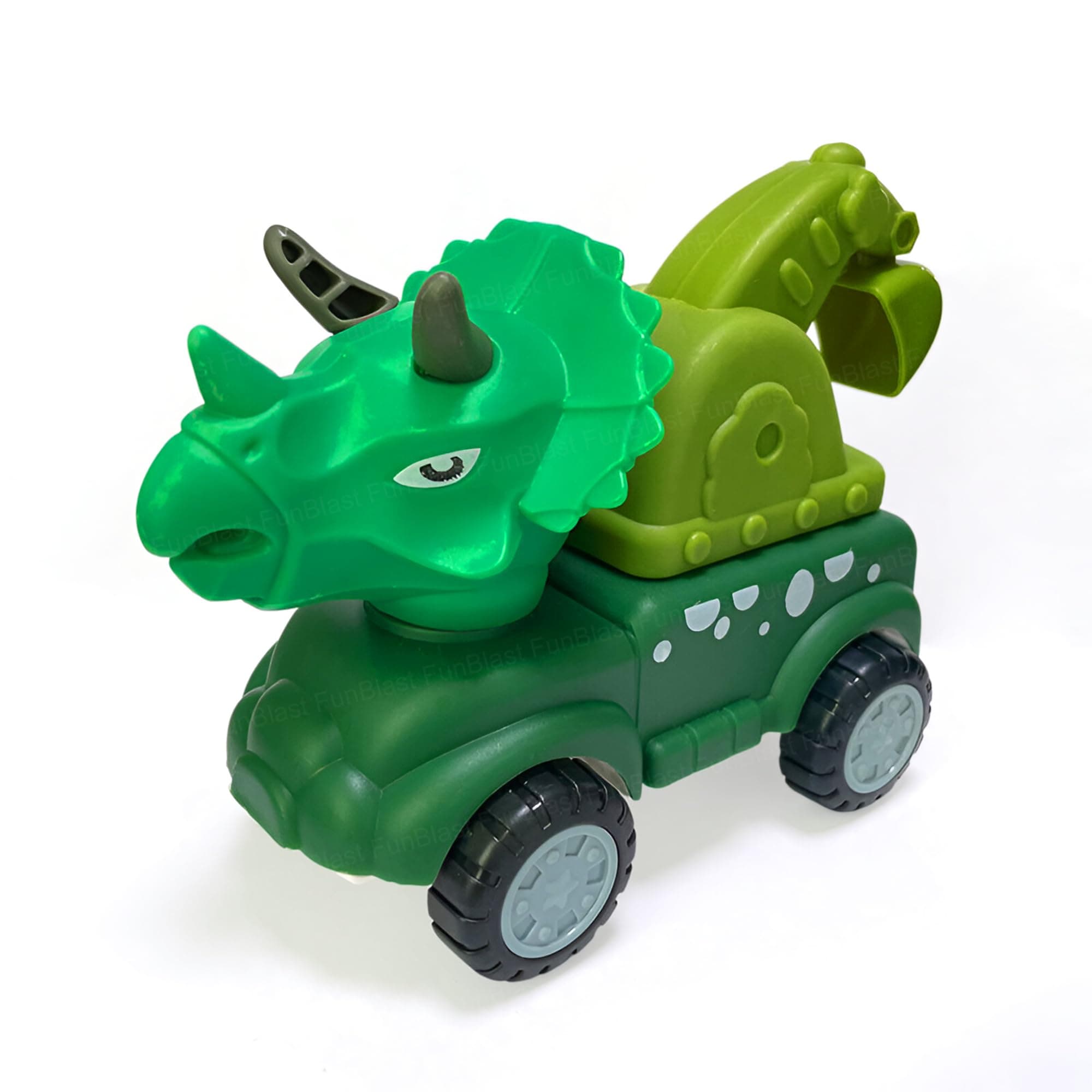 FunBlast Dinosaur Construction Truck Toy Set – Dino Head Truck Toys for Boys, Dinosaur Figures, Pull Back Dino Cars, Role Play Toys for Kids, Boys & Girls (Green)