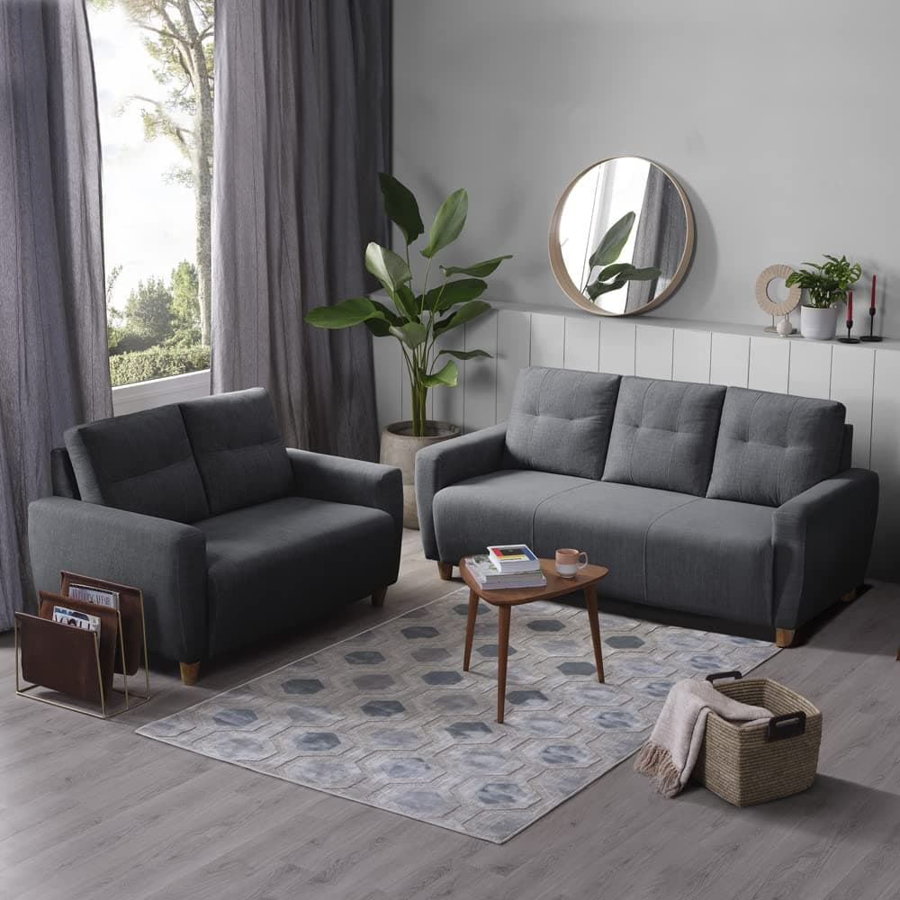 Sleepyhead Yolo Designed by Duroflex - 5 Seater Sofa 3+2 Sofa Set |Premium Fabric, Plush 3-Layer Cushioning |Buttonless Tufted & Anti-Sag Comfort |Stylish & Durable |3 Years Warranty - Sesame Grey