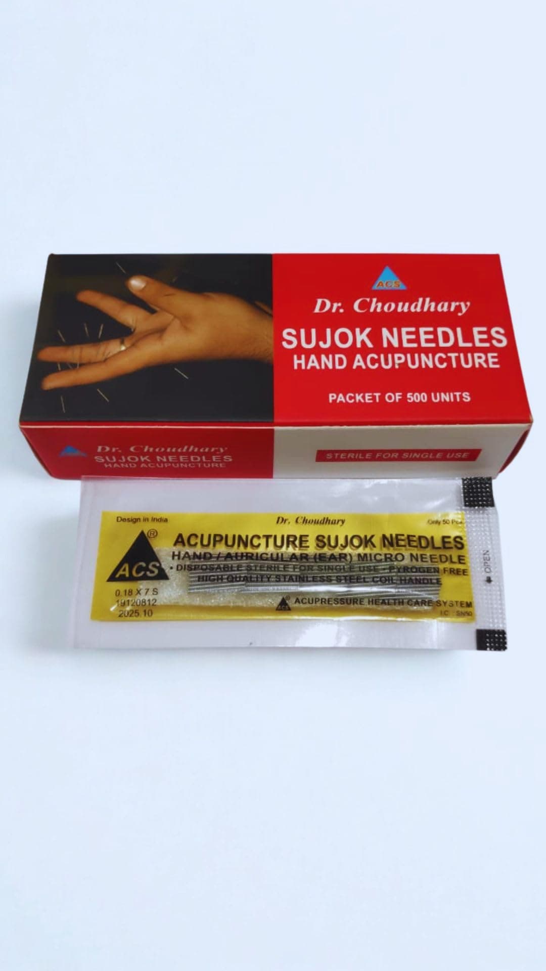 Dr. Choudhary Sujok Acupuncture Needles - 200 Premium Needles for Body Therapy (4 Sets of 50) Govt. Approved