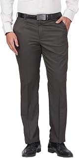 Park Avenue Men's Mid Rise Regular Fit Solid Pattern Polyester Blend Pleated Formal Trouser