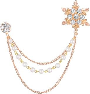 Mahi Rose Gold Plated Men's Eye Catching Crystal Stone Studded Three Chain Pin Brooch BP1101027Z