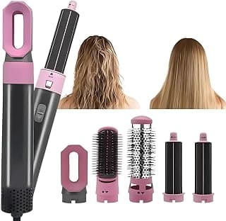 Drumstone 𝟏𝟓 𝐘𝐞𝐚𝐫 𝐋𝐨𝐧𝐠 𝐋𝐢𝐟𝐞 𝐖𝐚𝐫𝐫𝐚𝐧𝐭𝐲, 5 In 1 Hair Styler Set, Hot Air Hair Brush with Curling Barrel Dryer and Styling Attachments for Home Salon Use