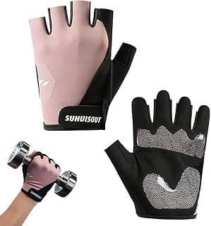 PROBEROS® Gym Gloves for Woman Workout, Breathable Fingerless Gym Gloves with Anti-Slip Silione Palm, Adjustable Wrist Closure Workout Gloves for Weightlifting, Training, Cycling, Size-M