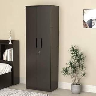 Amazon Brand - Solimo Duo S Engineered Wood 2 Door Wardrobe for Bedroom | Compact Clothes Storage Cabinet with Multiple Shelves | Space Saving Cupboard | 1 Year Warranty - Wenge