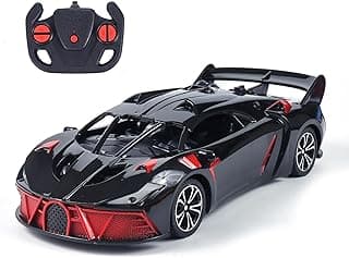 Amazon Brand - Jam & Honey Remote Control Car for Kids | High-Speed RC Car with Rechargeable Lithium Battery | Type-C Charging | LED Headlights | Black&Red