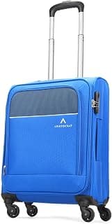 Aristocrat Cabin Oasis Plus Size Softshell Luggage (55 Cm) | Spacious Polyester Inline Trolley Bag with 4 Wheels and Combination Lock | Dazzling Blue | Unisex| 3 Years Warranty, Large