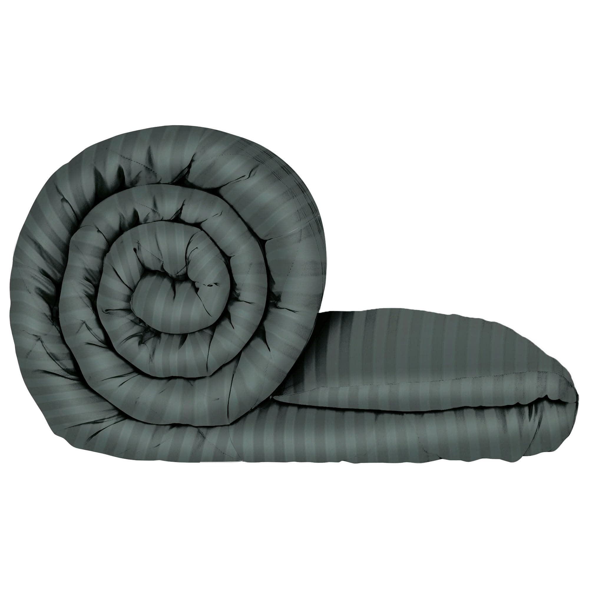 MollisHomes Single Bed Comforter Blankets for Winter |Reversible Microfiber Comforter Single Bed | 180GSM 150x225 cm | Dark Grey & Stripes Pattern | AC Blanket Single Bed | Dohar | Quilt | Duvet