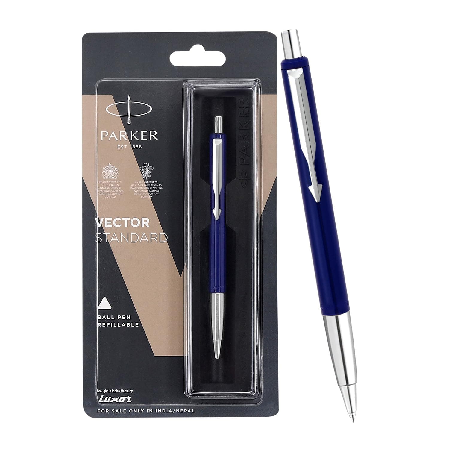Parker Vector Standard Chrome Trim Ball Pen | Blue Ink | Blue Body Color | A Premium Writing Experience for Everyone