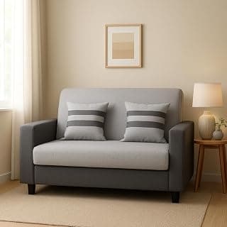 KENDALWOOD Furniture 2 Seater Fabric Sofa | Sofa for Living Room & Home | Furniture for Office & Hotels | Fabric Color:- Grey & Black