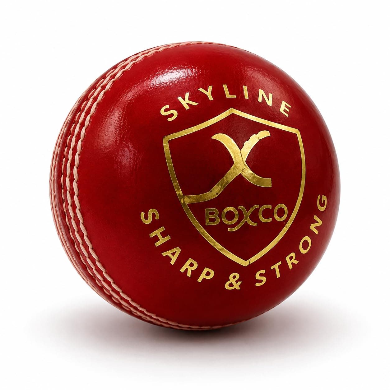 BOXCO Skyline Red Professional 50 Overs Hand Stitched Premium Leather Cricket Ball