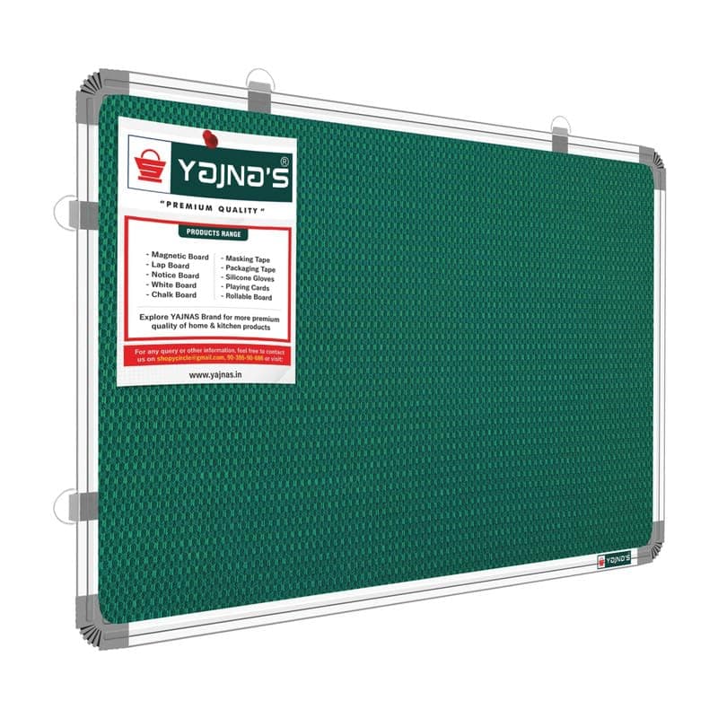 YAJNAS® 4x6 Feet Premium Material Green Designed Notice Board/Soft Board/Bulletin Board/Pin-up Display Board for Study Room, Office, School & Home Use