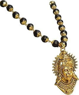 Japam Gold Plated Bajrangbali Karungali Necklace | Authentic Karungali Beads Mala for Spiritual Protection, Strength & Positivity | Handmade Necklace for Men & Women | Certification Included