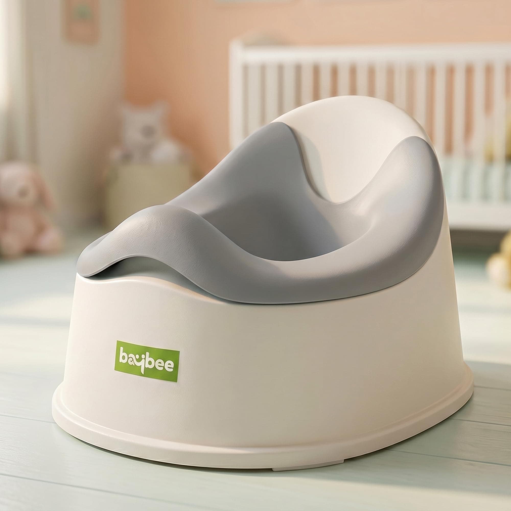 Baybee Bumzy Baby Potty Training Seat for Kids with Back Support | Portable Toilet Trainer Seat with Removable Tray & Non Skid Base | Western Toilet Chair | Potty Seat for Kids 1 to 5 Years (GREY)