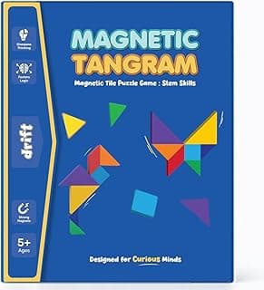 Cubelelo Drift Magnetic Tangram Puzzle | with Strong Magnets, Wooden Pieces & Bold Colors | Toys for 5-10 Years Old Boys Girls & Adults | Travel Friendly, Educational Toy for Return & Birthday Gifts