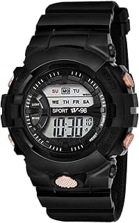 SELLORIA SELLORIA Birthday Gift Digital Watch Shockproof Multi-Functional Automatic 5 Light Juicy Color Dial Strap Waterproof Digital Sports Watch for Men's Kids Watch for Boys - Watch for Men (Black)