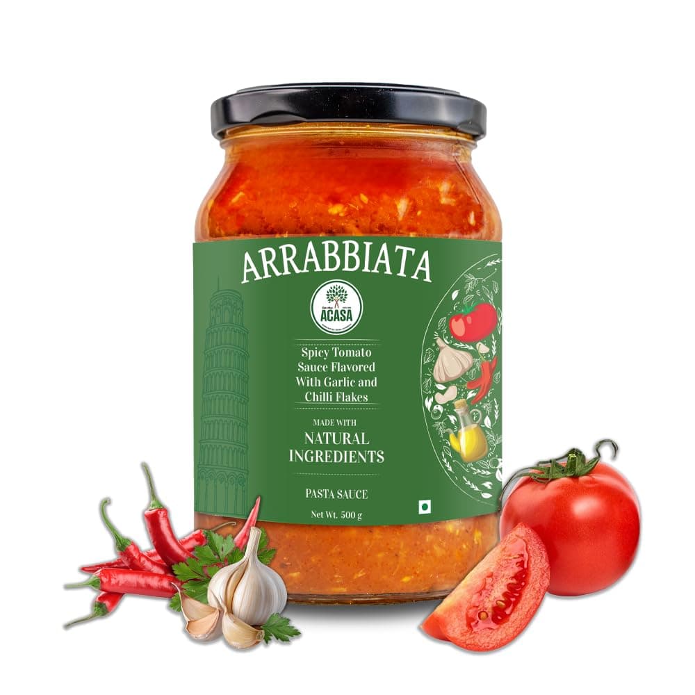 Little Italy Acasa Arrabiata Pasta Sauce 500 gm - Authentic Italian Arrabbiata Sauce - Spicy Tomato Recipe - Perfect for Pasta Dishes - Ingredients - Naturally Preserved - Ideal for Quick Meals