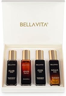 Bella Vita Luxury | Long Lasting Men Perfume Gift Set | 4x20ml | Perfume for Man | Gift for Man | Woody, Citrusy, Oud Premium Fragrance | KLUB, OUD, CEO, G.O.A.T