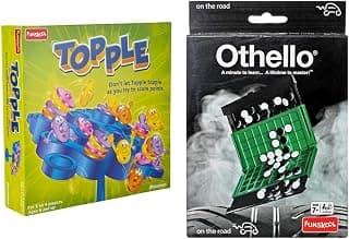 Funskool Games - Topple, Strategy Balancing and Skill Game & Family, 2-4 Players, 6 & Above & Games - Travel Othello, Strategy Game, Kids, Adults & Family, 2 Players, 8 & Above,Multicolor