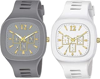 Generic Black Analog Silicon Strap Analog Watches for Men and Boys (Pack of 2) - Gry-WT