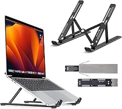 STRIFF Foldable Portable Laptop/Tablet Stand with 6 Level Height & Angle Adjustment & Air Ventilation, Anti-Slip Silicone Pads, for All Laptops, Tablets, MacBook 15.6-Inch(Black)
