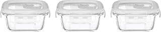Amazon Brand - Solimo Airtight Borosilicate Glass Container Set (Transparent,3 Pieces, 350 ml)
