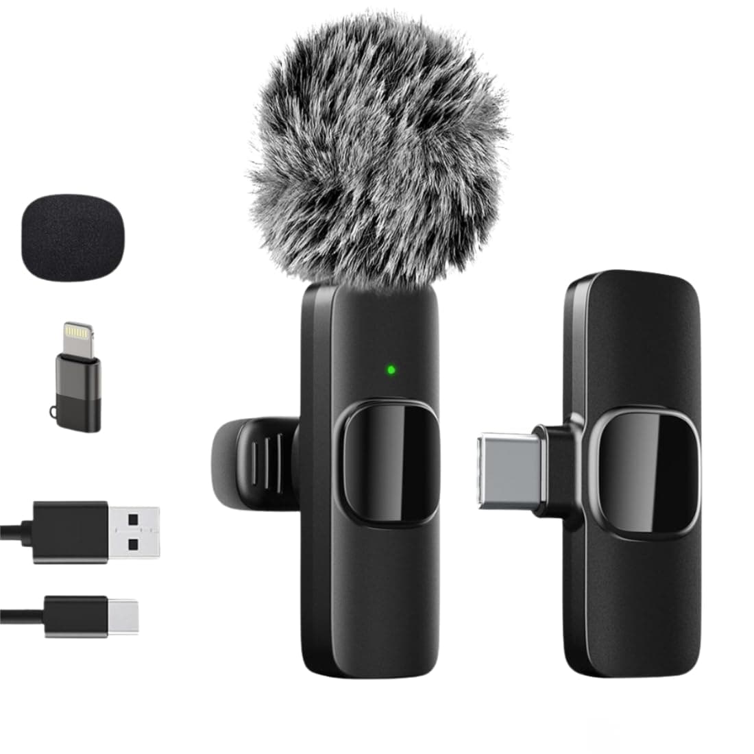 GADGETSWEAR Wireless Lavalier Furry Microphone K8, Plug & Play Bluetooth Collar Mic for YouTube, Vlogging, Video Recording, Portable, Compatible with Android & iPhone