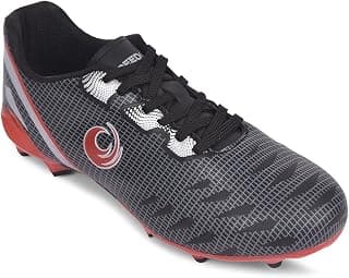 Liberty Freedom Joga Sports Lacing Football and Soccer Shoes for Men - Grey & Black | High Grip, Quick-Wear Elastic Laces | Comfortable, Lightweight and Athletic Footwear | Hard Grassy Ground Surfaces