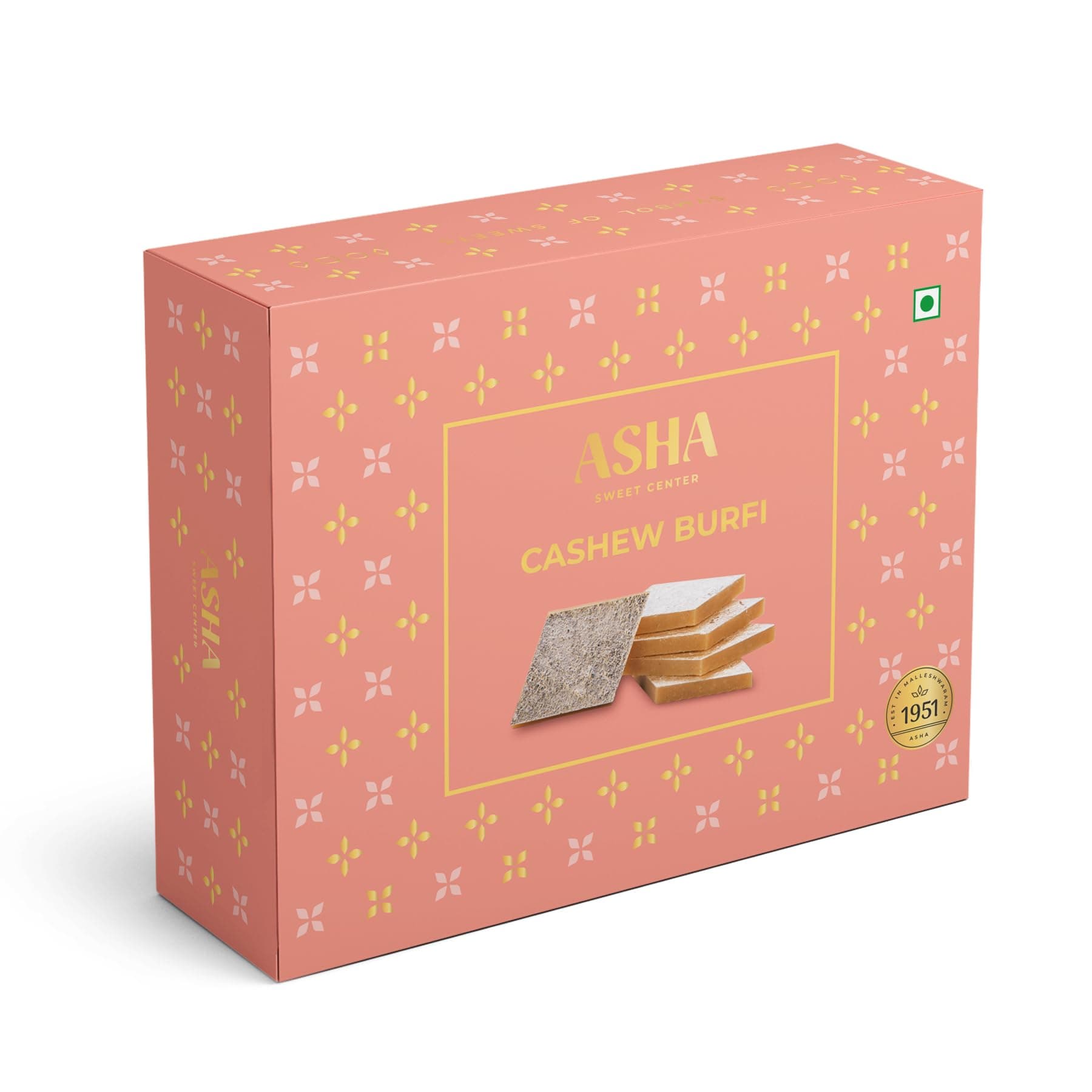 ASHA SWEETS Premium Handcrafted Kaju Katli 500gm (Pack of 2)|Authentic Indian Cashew Barfi Made With Fresh Cashew| Exclusive Sweets Gift Box For Any Occasion and Celebration |Delicious & Healthy Sweet