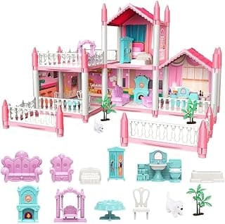 Barbeiiii Doll House for Girls | 2-Story Dollhouse with 4 Rooms, Dolls & Furniture Accessories | Dream House Pretend Play Toy for Girls Age 3+ Years