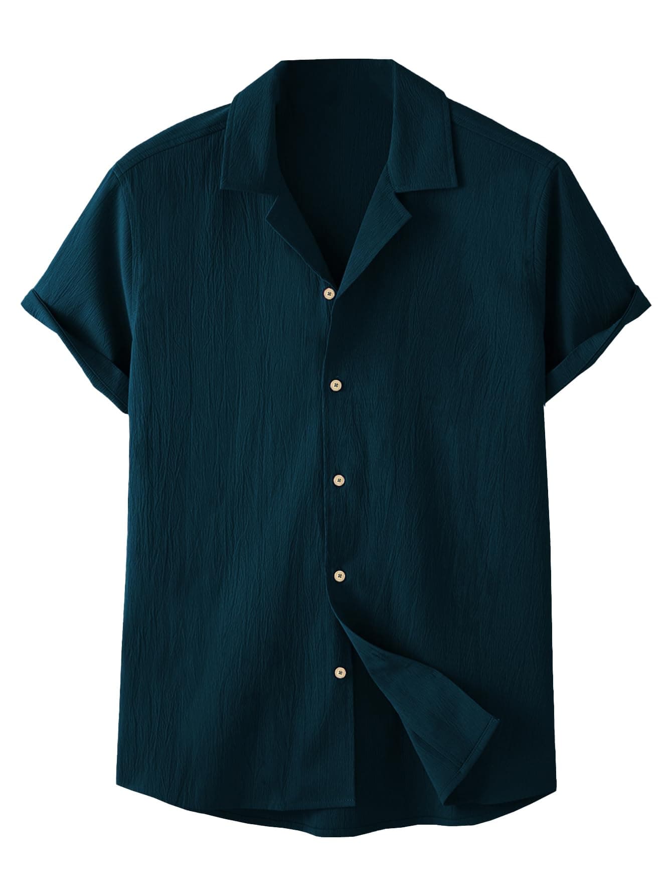 TAGDO® Men's Regular Fit Textured Fabric Shirts | Camp Collar & Short Sleeve Button-Down Shirt for Man | Comfortable with Smart Casual Look, Summer Beachwear (5171)