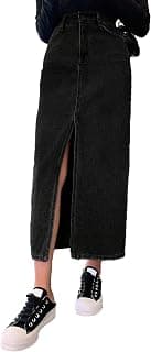 KOTTY Women's High Waist Denim Maxi Skirt with Front Slit | Stylish Long Jean Skirt for Women | Trendy Straight Fit Casual Wear