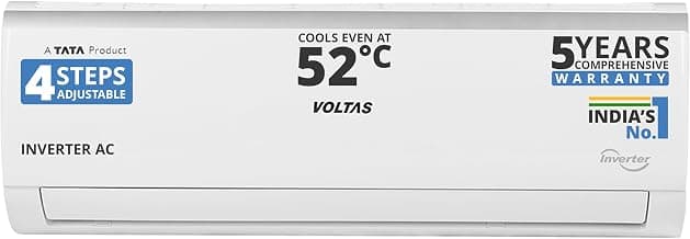 Voltas 243V Vectra Elite 2 ton 3 star inverter Split AC|4-IN-1 Adjustable mode|Energy Efficient|High ambient Cooling-cools even at 52°C|Anti dust filter with Anti-microbial coating|Copper Coil| White