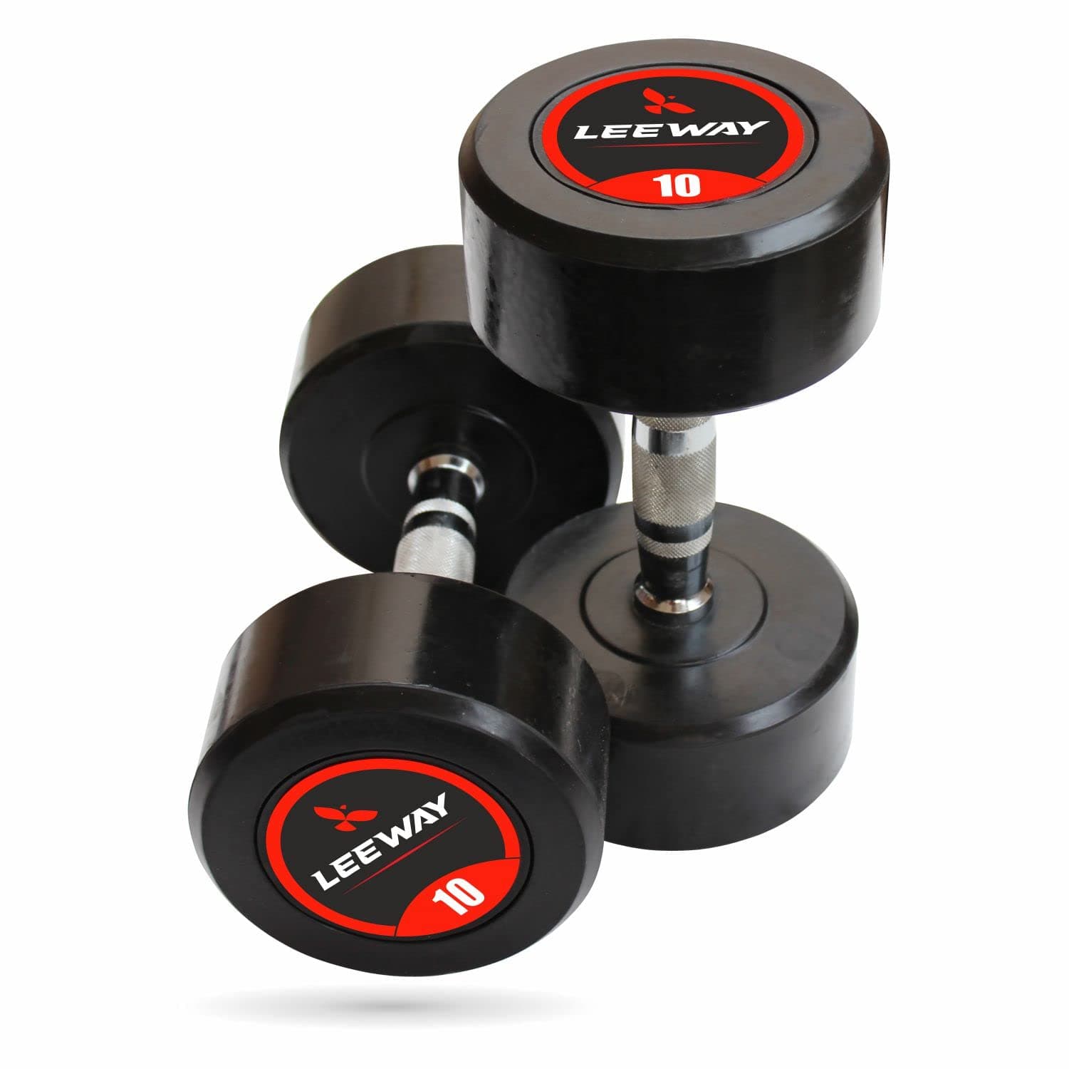 Leeway Rubber Coated Bouncer Dumbbells Weights, (10kg Pair)| Professional Round Dumbbells, Dumbbell Set for home workout, Gym dumbbell set of 2, Home Gym Equipment for Men and Women (10kg Pair)