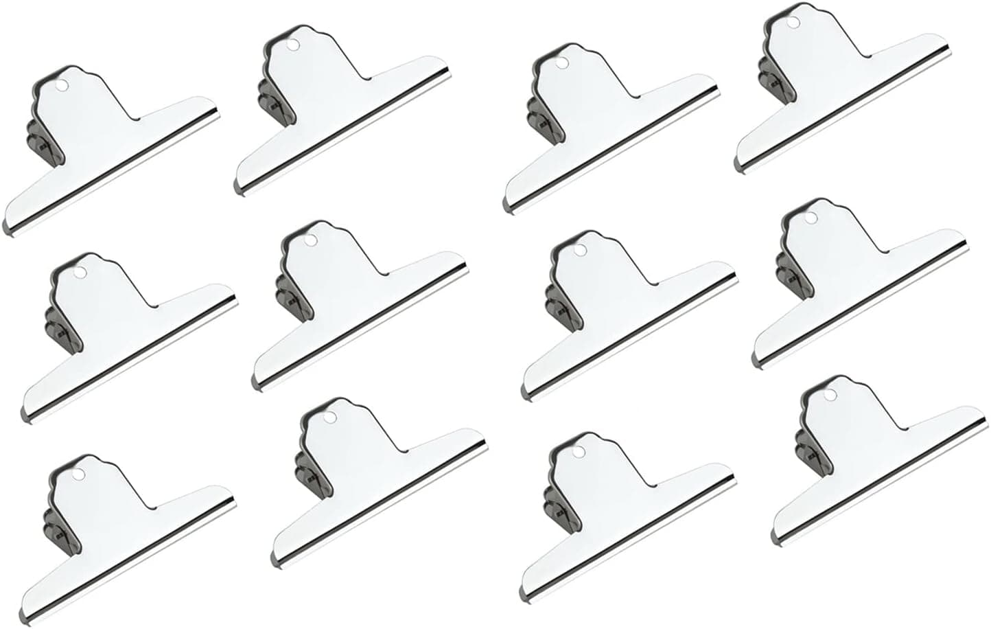 True-Ally 12 pcs Heavy Duty Big 120 mm 5 inch XL Size Paper Round Binder Bulldog Paper Clip clamp for Office, Home, School, Drawing, Kitchen | Stainless Steel | Free Carrying Pouch (12)