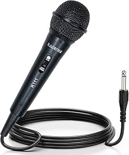 Kadence K111-V2 Home Series Wired Mic | 10ft Cable with 6.35mm Jack | Dynamic Cardioid Pickup | On/Off Switch | for Karaoke, Singing, Speech & Stage Performances | Black