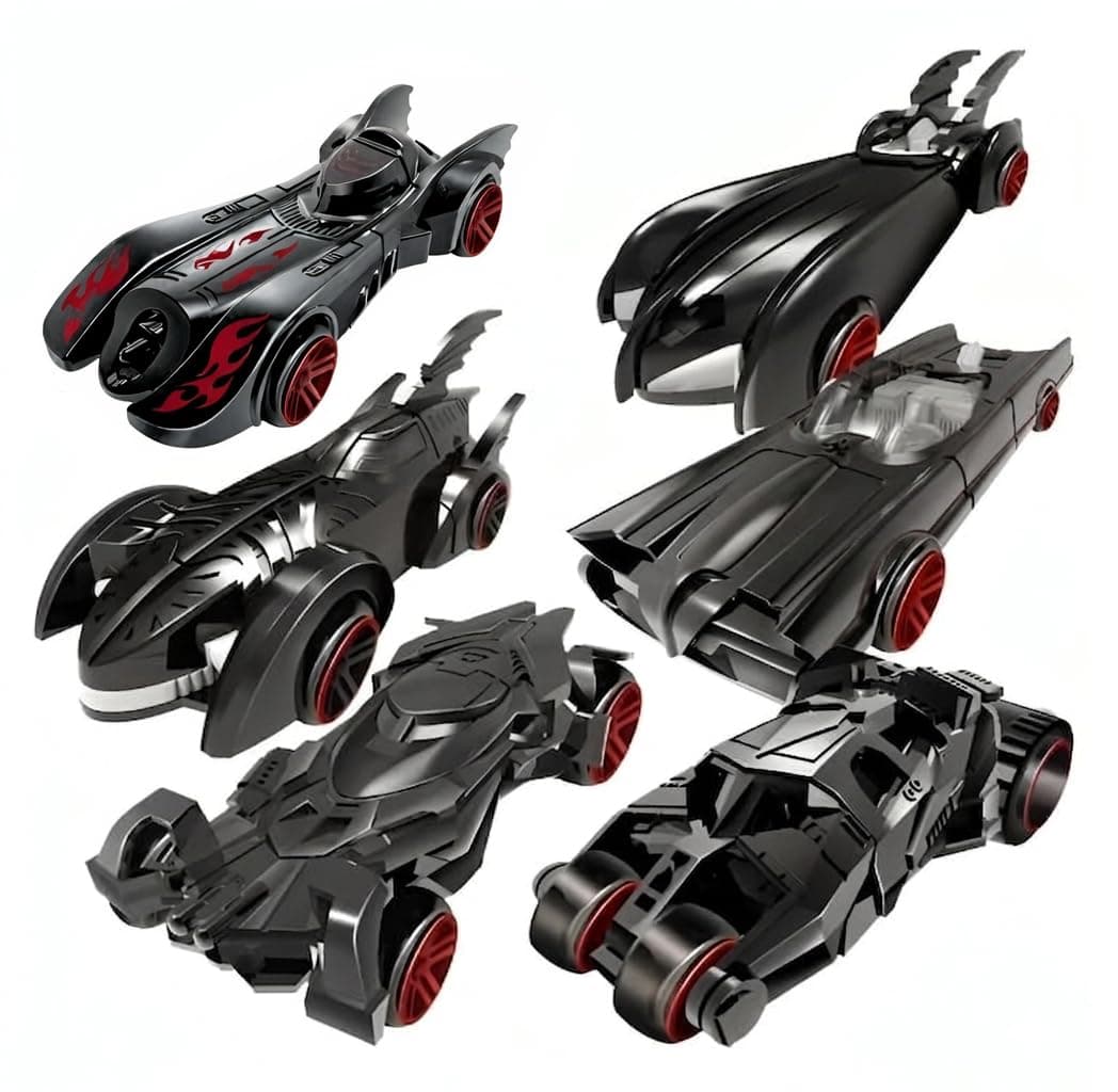 Umadiya® Black Super Hero Mini Metal Die Cast Car Set of 6, Free Wheel Push & Go Vehicles, Racing Vehicles Play Set for Cake Decorations Topper Adventures, Movie Vehicles Car for Kids (Bat 6pc)