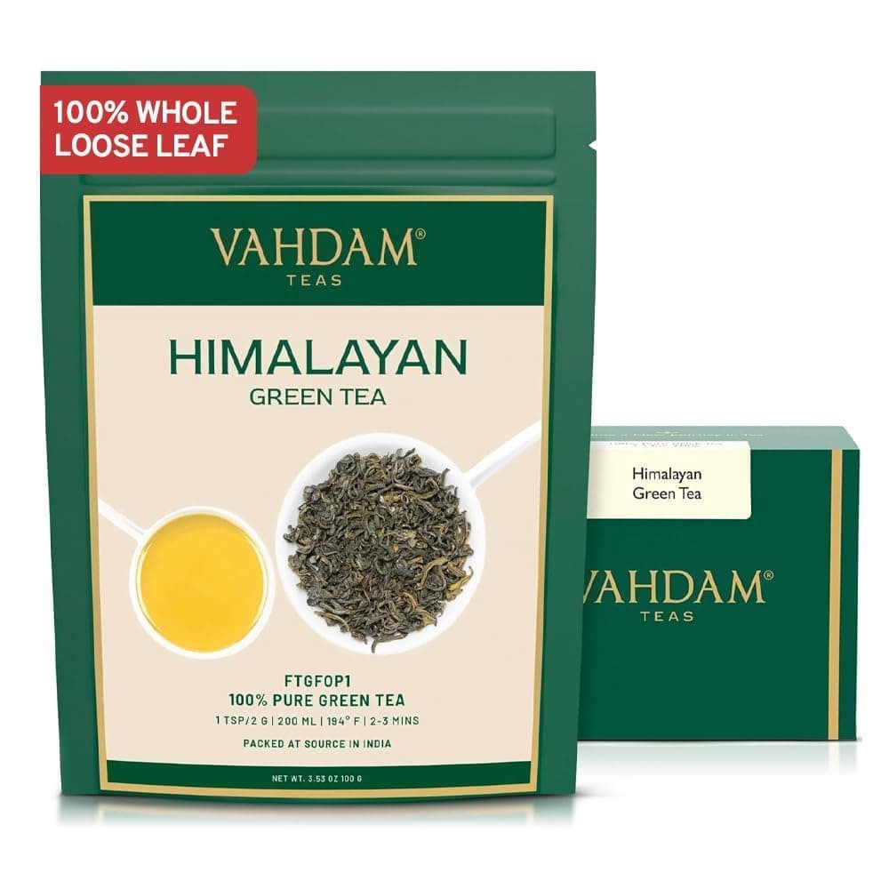 VAHDAM Organic Himalayan Green Tea - 100g | Rich in Antioxidants | Smooth & Non-Bitter | Grown Leaves from Himalayas | Non-GMO | Gluten Free