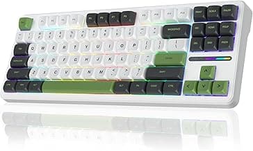AULA F87 Wireless Mechanical Keyboard | 75% TKL Gasket Custom Hot Swappable Keyboard, 2.4Ghz/Type-C/Bluetooth Gaming Keyboard | Pre-lubed Switch RGB Backlit Keyboard (Green+White)