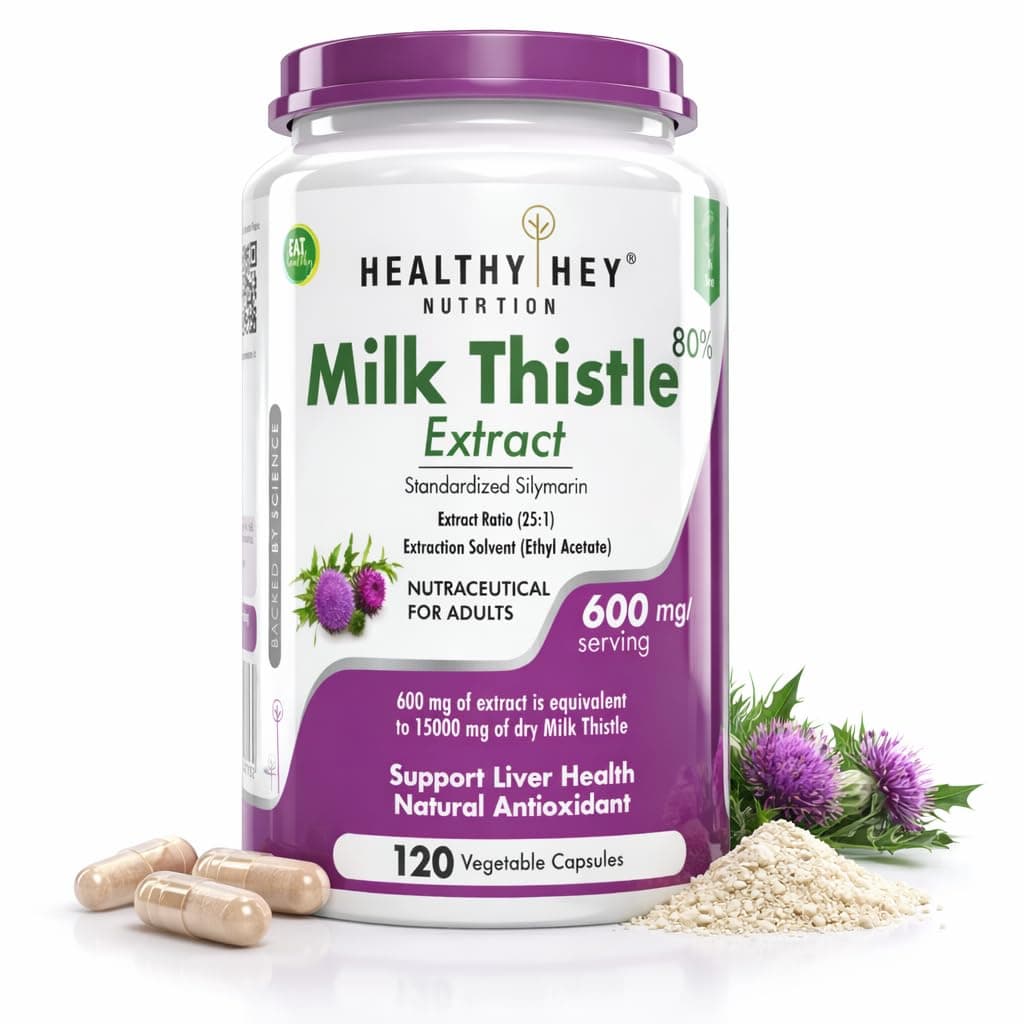 HealthyHey Nutrition Milk Thistle Capsules for Liver Health - High Strength -Extract - 120 Veg. Capsules