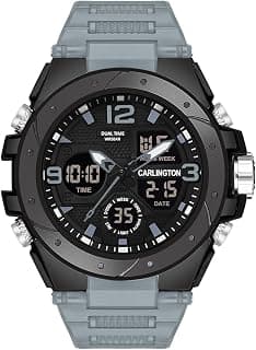 Carlington Endurance Analog-Digital Sports Watches for Gents and Boys with Alarm|Stopwatch|LED Display|Dualtime|Silicone Strap| Water & Shock Resiatant - CT 9105